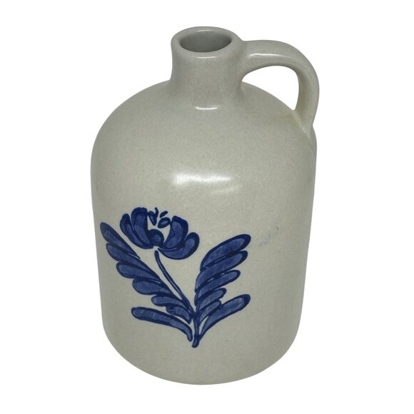 VTG Pfaltzgraff Yorktowne Stoneware Jug Pitcher #563Y Blue Flower 4.5"x6" Cream - Picture 1 of 9